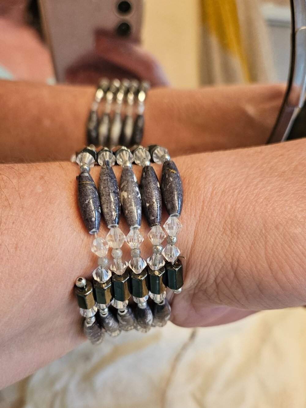 Beaded Magnetite adjustable bracelet